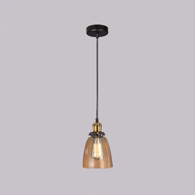 Amber Shaded Hanging Light Fixture Industrial Style Glass Restaurant Pendant Lighting Fixture