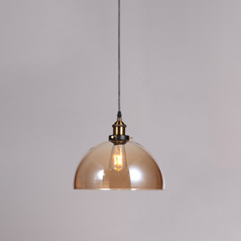 Amber Shaded Hanging Light Fixture Industrial Style Glass Restaurant Pendant Lighting Fixture