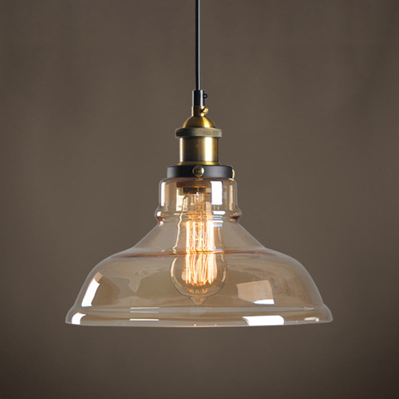 Amber Shaded Hanging Light Fixture Industrial Style Glass Restaurant Pendant Lighting Fixture