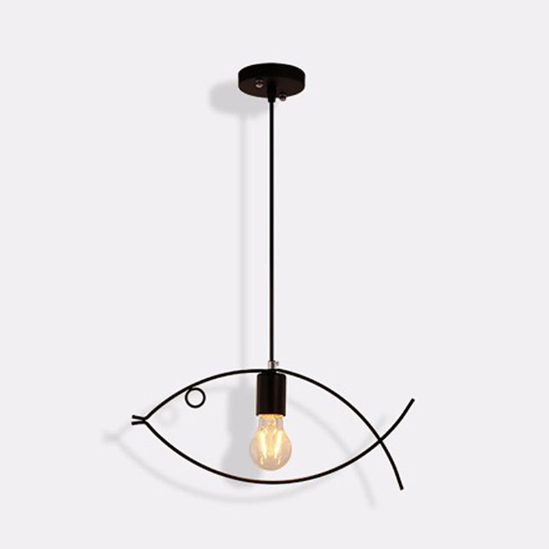 Fish Metal Cipcant Lighting Freeture Sala da pranzo in stile loft Luce a soffitto in nero