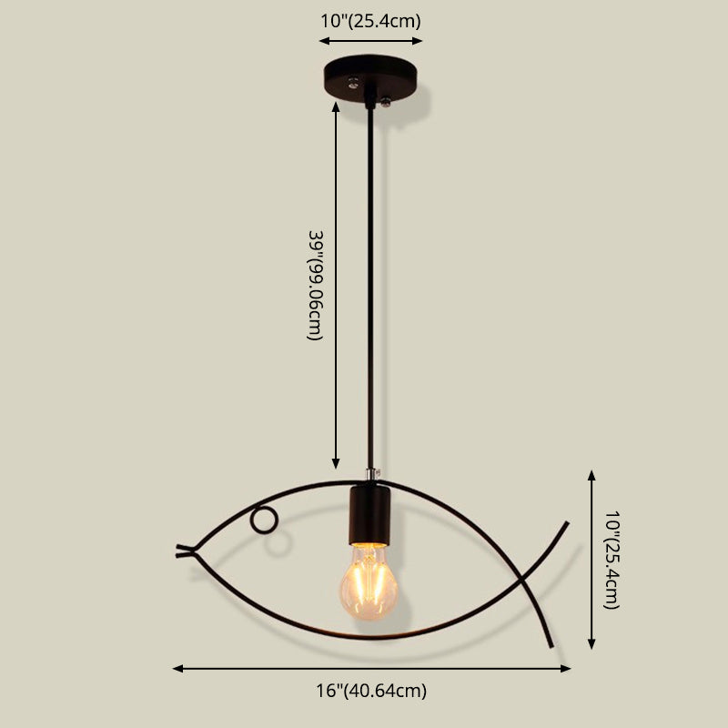 Fish Metal Cipcant Lighting Freeture Sala da pranzo in stile loft Luce a soffitto in nero