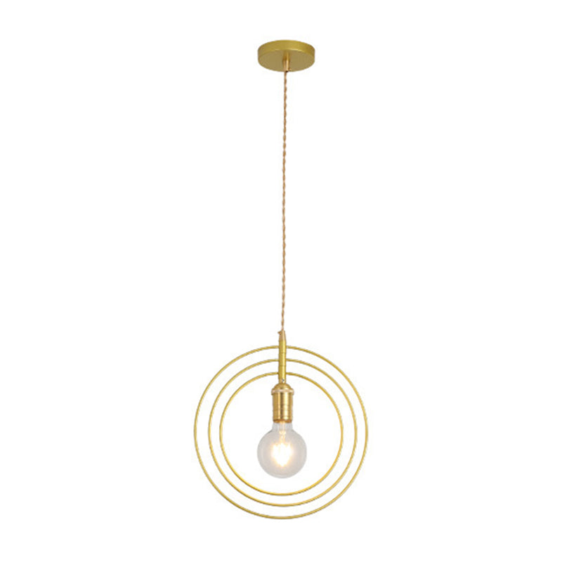 Geometric Dinning Room Pendant Light Fixture Loft Style Metal Gold Hanging Ceiling Light