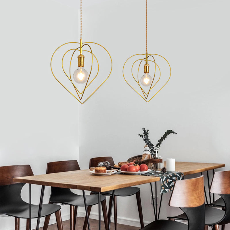 Geometric Dinning Room Pendant Light Fixture Loft Style Metal Gold Hanging Ceiling Light