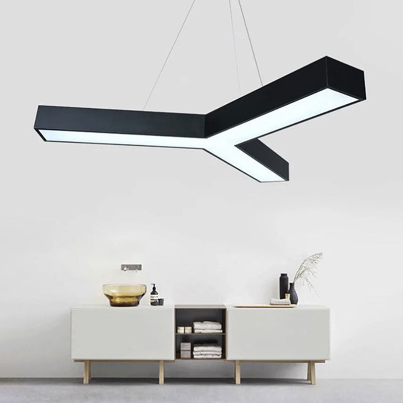 Zwart geometrische LED -hanglamp in modern beknopte aluminium hangend licht met acrylschaduw