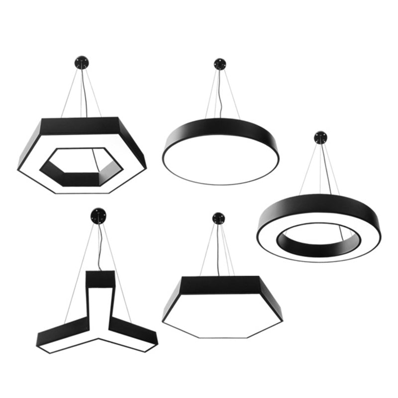 Zwart geometrische LED -hanglamp in modern beknopte aluminium hangend licht met acrylschaduw