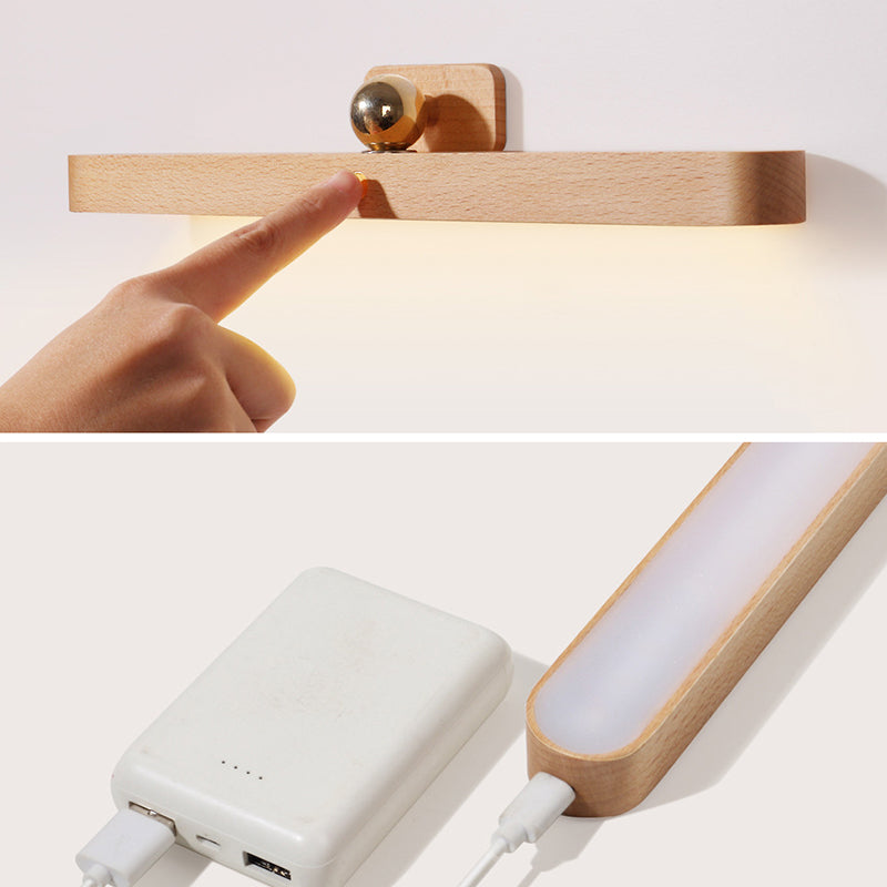 Simplicidad Luces de espejo de tocador alargado Luz de la pared de madera Accesorios para el baño