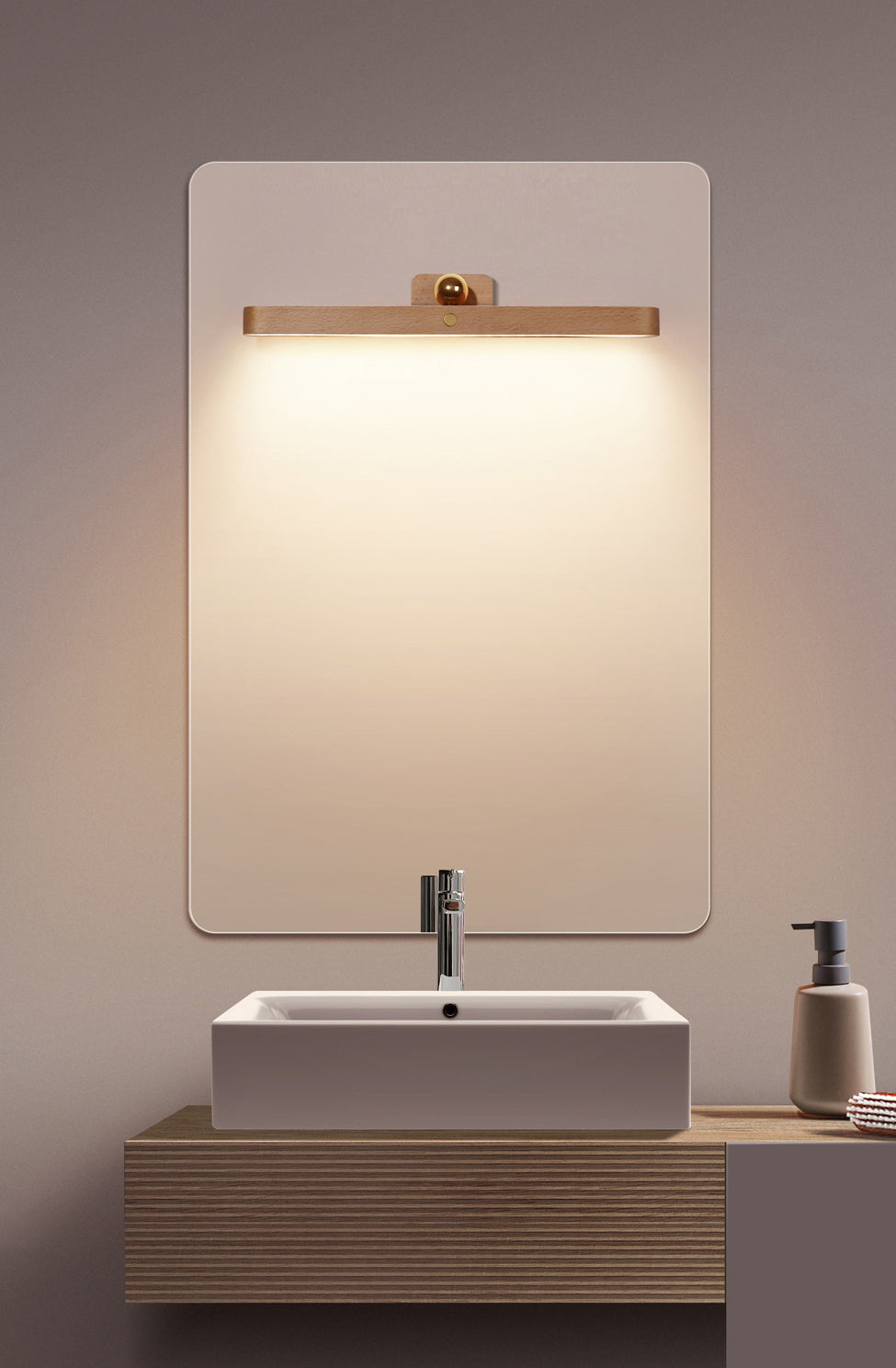 Simplicidad Luces de espejo de tocador alargado Luz de la pared de madera Accesorios para el baño