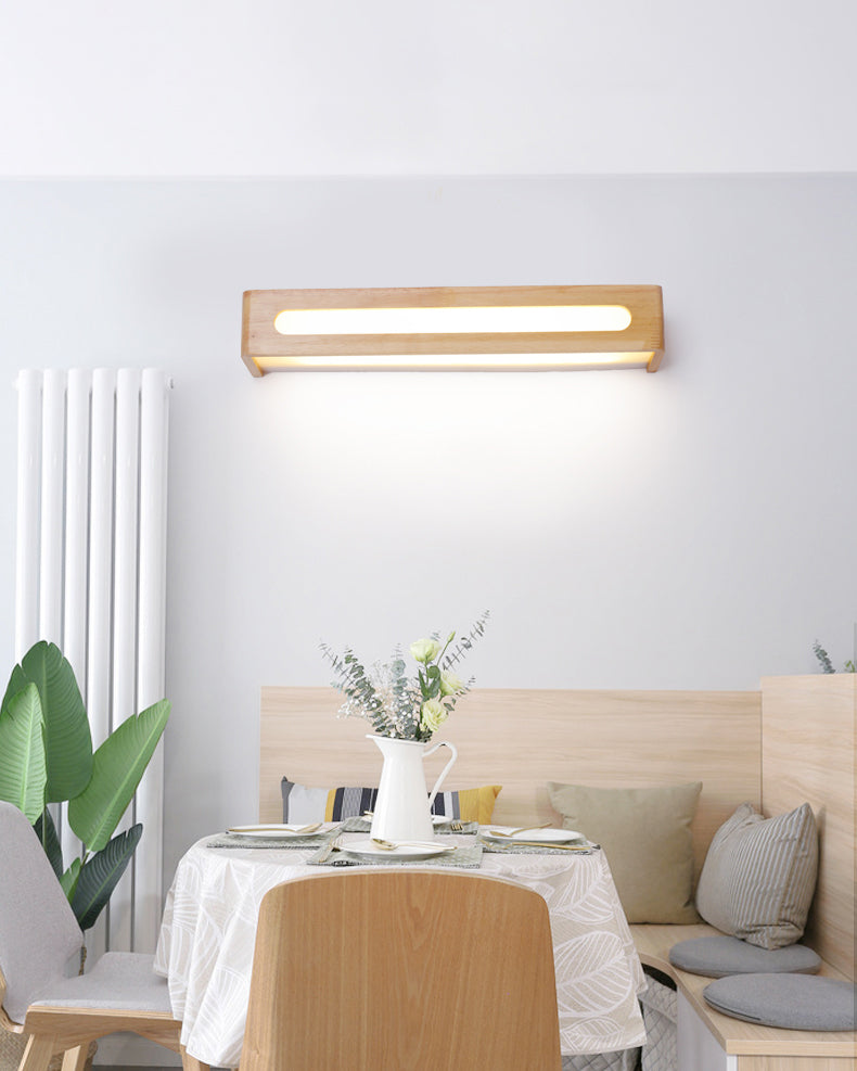 Simplicidad rectangle tocador de tocador luces de luz de madera lámparas de pared para baño