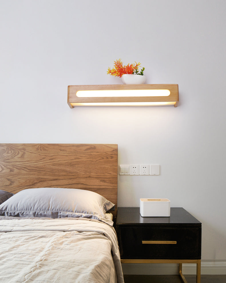 Simplicidad rectangle tocador de tocador luces de luz de madera lámparas de pared para baño