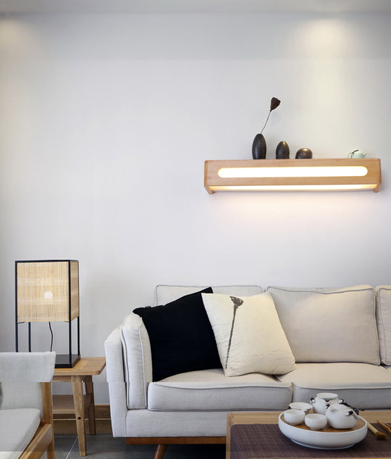 Simplicidad rectangle tocador de tocador luces de luz de madera lámparas de pared para baño