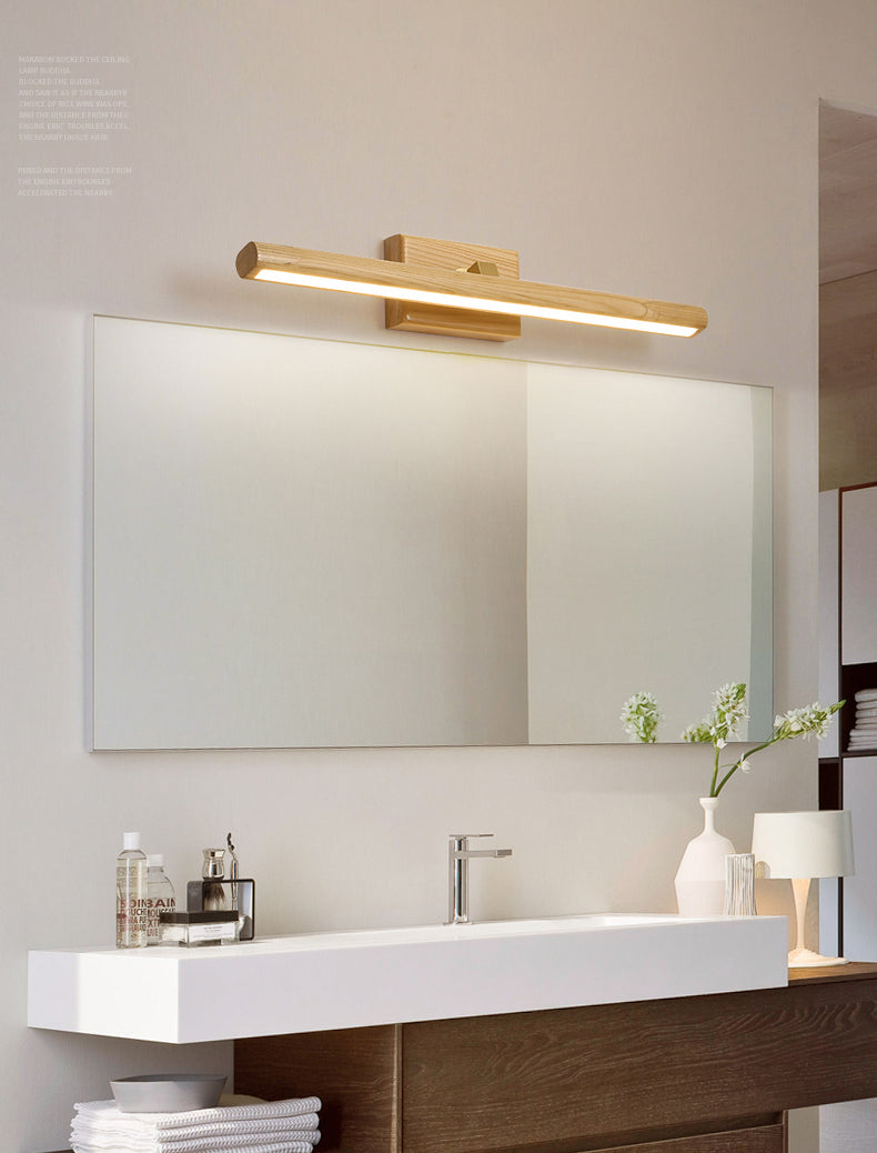 Simplicidad Luces de espejo de tocador alargado Luz de la pared de madera Accesorios para el baño