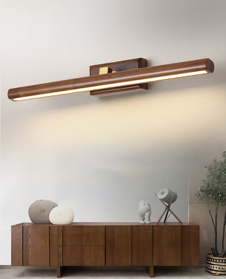 Brown Horizontal Sconce Light Fixture Contemporary Style LED Wood Wall Mount Light Fixture