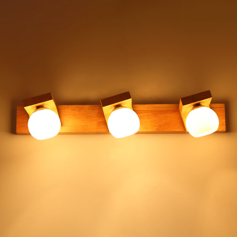 Iluminación de pared de baño esférica Iluminación de madera Simplicidad estilo Luz de luz en madera