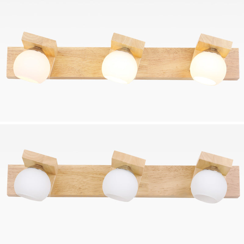 Iluminación de pared de baño esférica Iluminación de madera Simplicidad estilo Luz de luz en madera