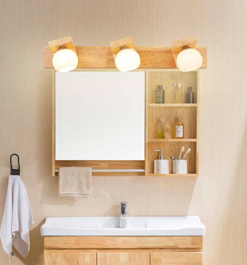 Iluminación de pared de baño esférica Iluminación de madera Simplicidad estilo Luz de luz en madera