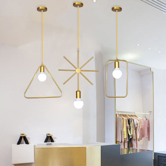 Metal Hanging Ceiling Light Geometric Minimalist Style Hanging Pendant Light for Cloth Shop