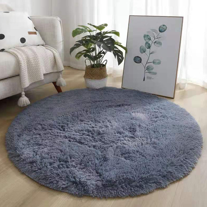 Natural Plain Round Area Rug Multi-Color Modern Shag Indoor Carpet Polyester Easy Care Stain Resistant Carpet for Living Room