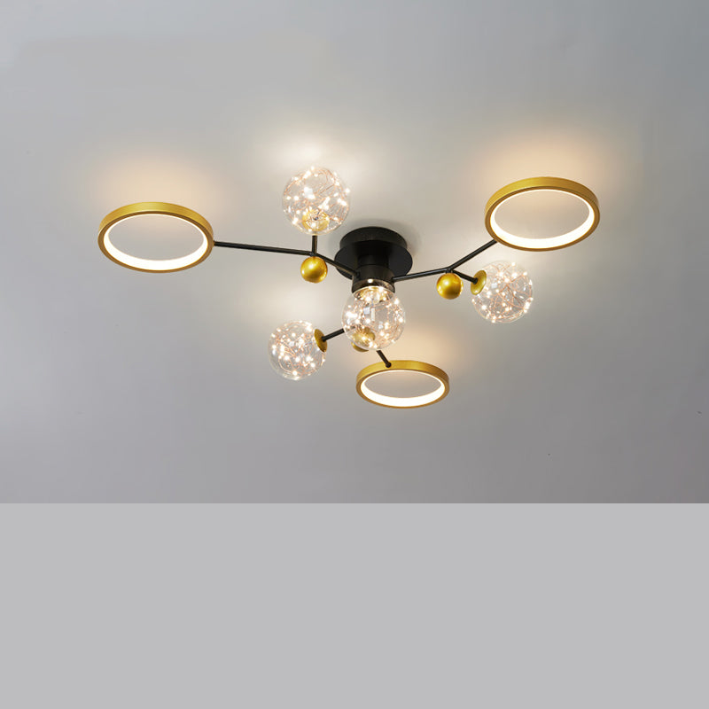 Schwarz neue moderne LED Flush Leuchte Metallstarburst Deckenleuchte für Wohnzimmer