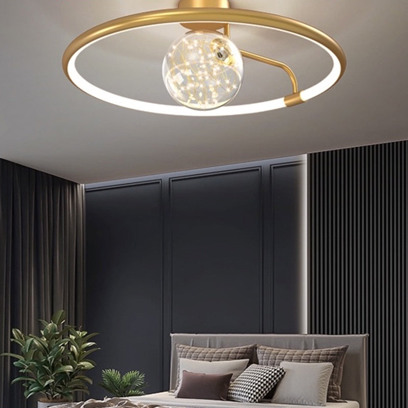 Contemporary Aluminum 1-Light LED Flush Mount Circle Ceiling Mounted Light for Bedroom