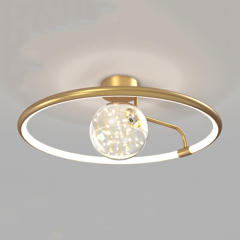 Aluminium contemporain à 1 lumière LED Flush Mount Cercle Plafond Mouted Light pour chambre