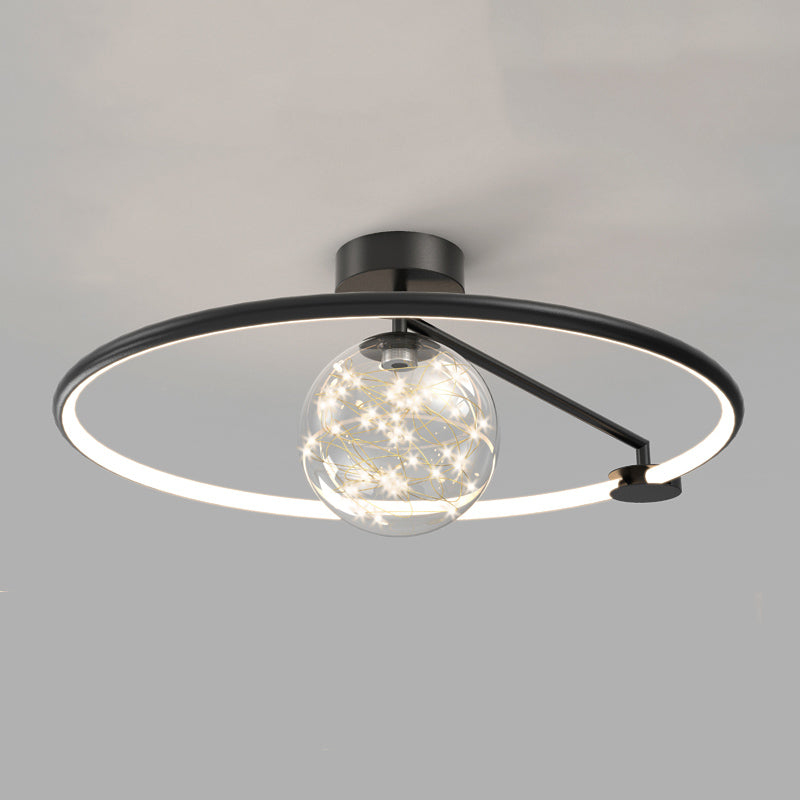 Aluminium contemporain à 1 lumière LED Flush Mount Cercle Plafond Mouted Light pour chambre