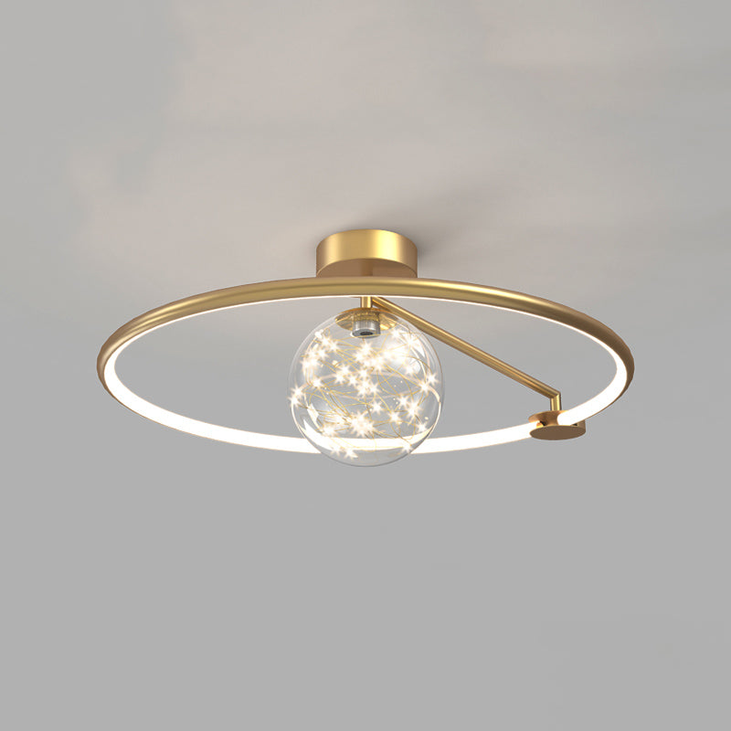 Aluminium contemporain à 1 lumière LED Flush Mount Cercle Plafond Mouted Light pour chambre