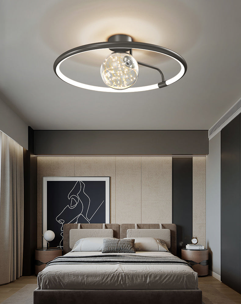 Aluminium contemporain à 1 lumière LED Flush Mount Cercle Plafond Mouted Light pour chambre