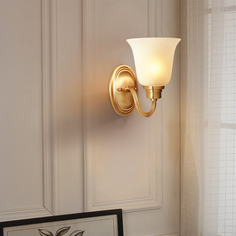 Vintage Simplicity Bell Vanity Sconce Lights Milk Glass Wall Mount Light Fixture for Bathroom