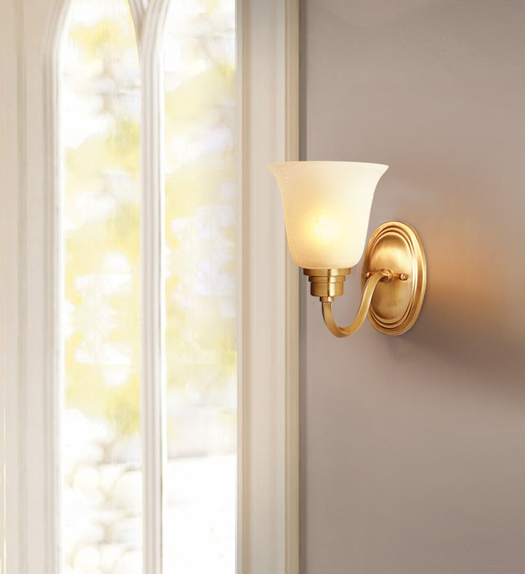 Vintage Simplicity Bell Vanity Sconce Lights Milk Glass Wall Mount Light Fixture for Bathroom