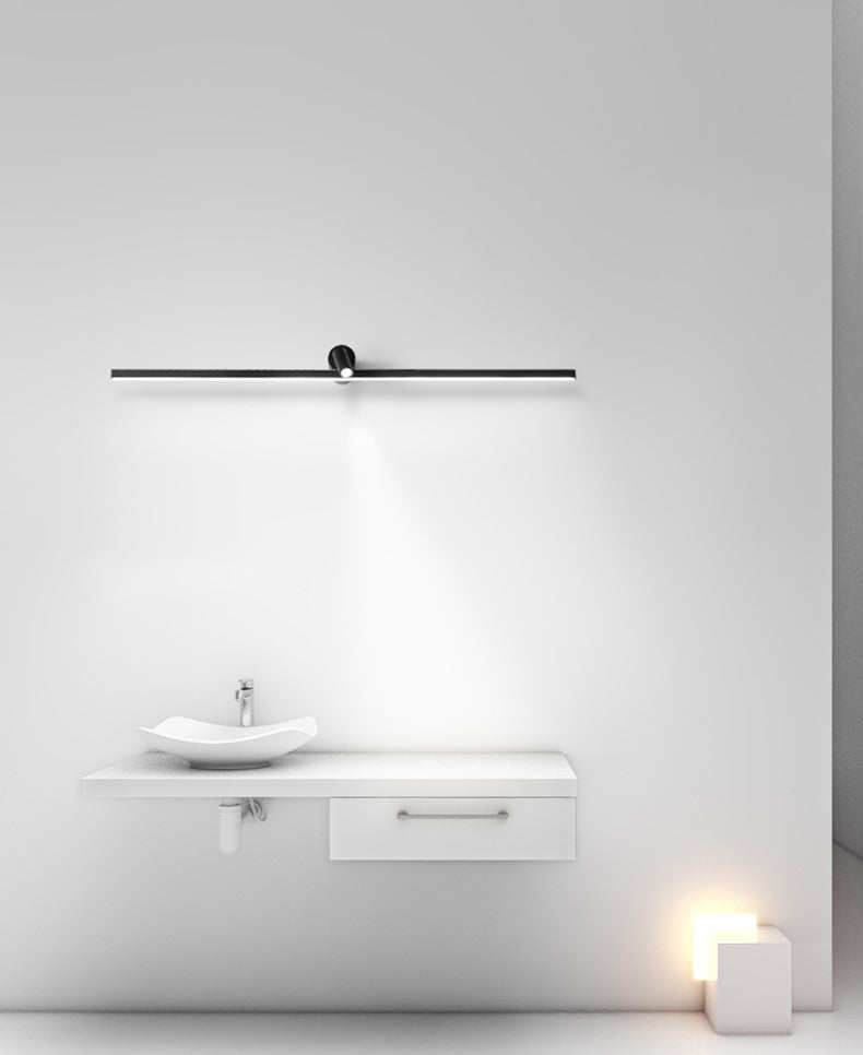 Iluminación de tocador lineal de metal simplicidad de pared LED aplique con foco para el baño