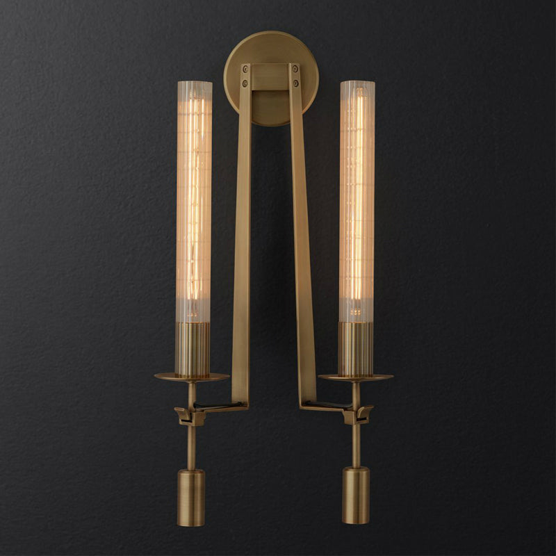 Traditional Simplicity Cylinder Vanity Sconce Lights Clear Glass Wall Mount Light Fixture for Bathroom