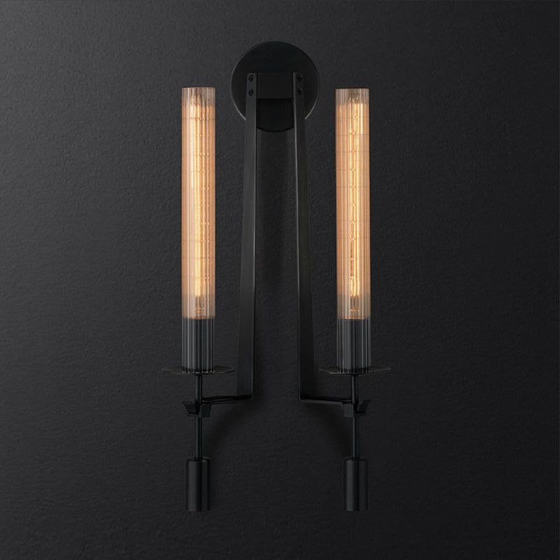 Traditional Simplicity Cylinder Vanity Sconce Lights Clear Glass Wall Mount Light Fixture for Bathroom