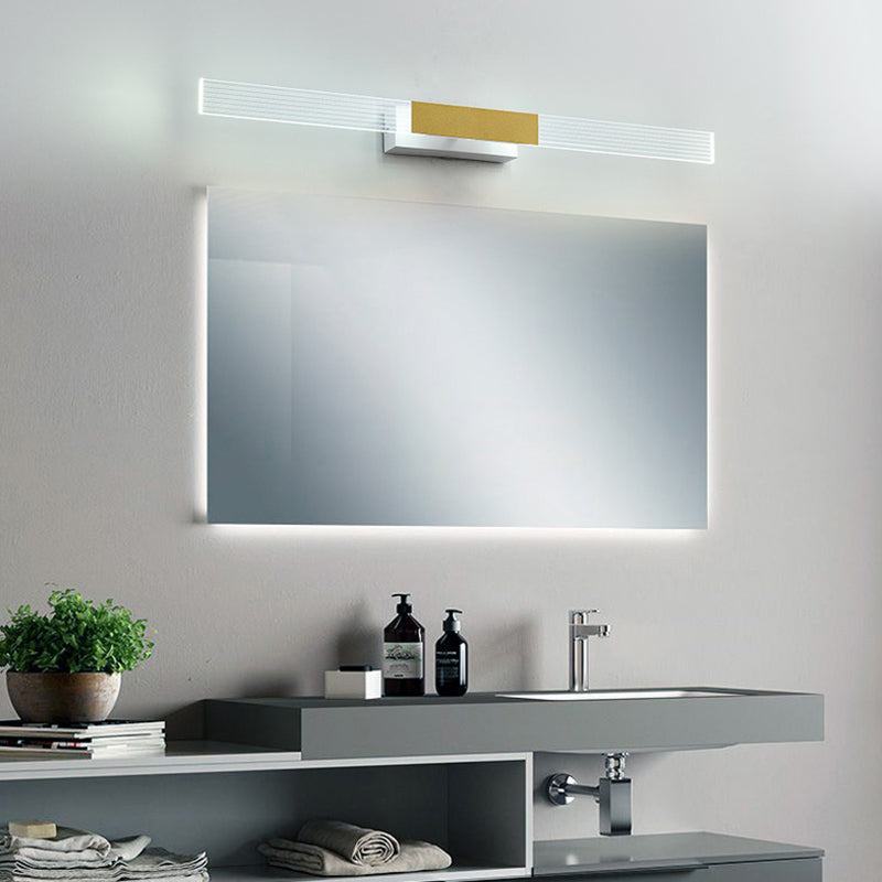 Strip Vanity Mirror Light Minimalist Acrylic LED Bath Wall Mount Lighting in Gold