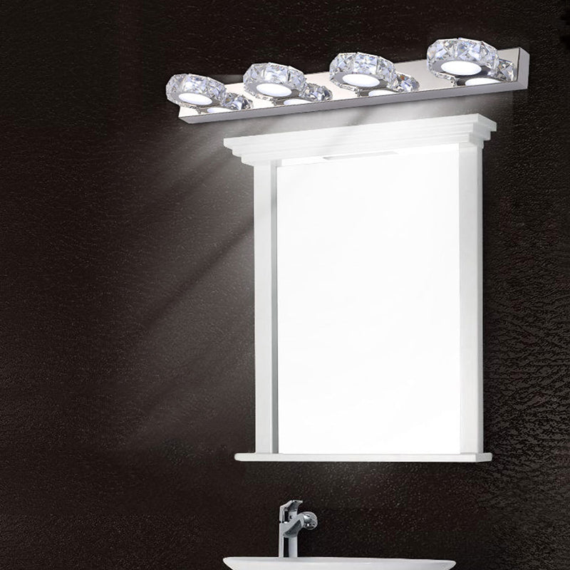 K9 Crystal Block Vanity Wall Sconce Modernism Chrome Finish LED Wall Lamp for Bath