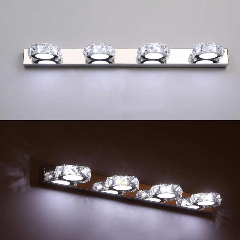 K9 Crystal Block Vanity Wall Sconce Modernism Chrome Finish LED Wall Lamp for Bath