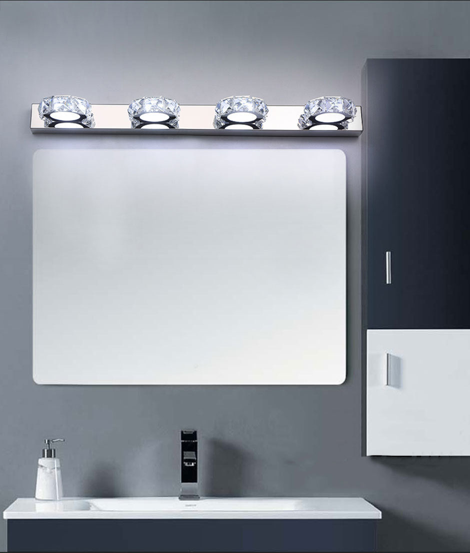 K9 Crystal Block Vanity Wall Sconce Modernism Chrome Finish LED Wall Lamp for Bath