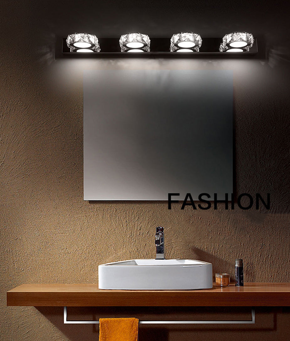 K9 Crystal Block Vanity Wall Sconce Modernism Chrome Finish LED Wall Lamp for Bath