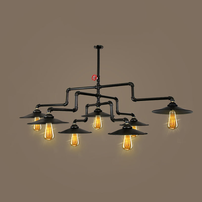 Black Wrought Iron Ceiling Hung Fixtures Vintage Tube Pendant Lighting for Bar