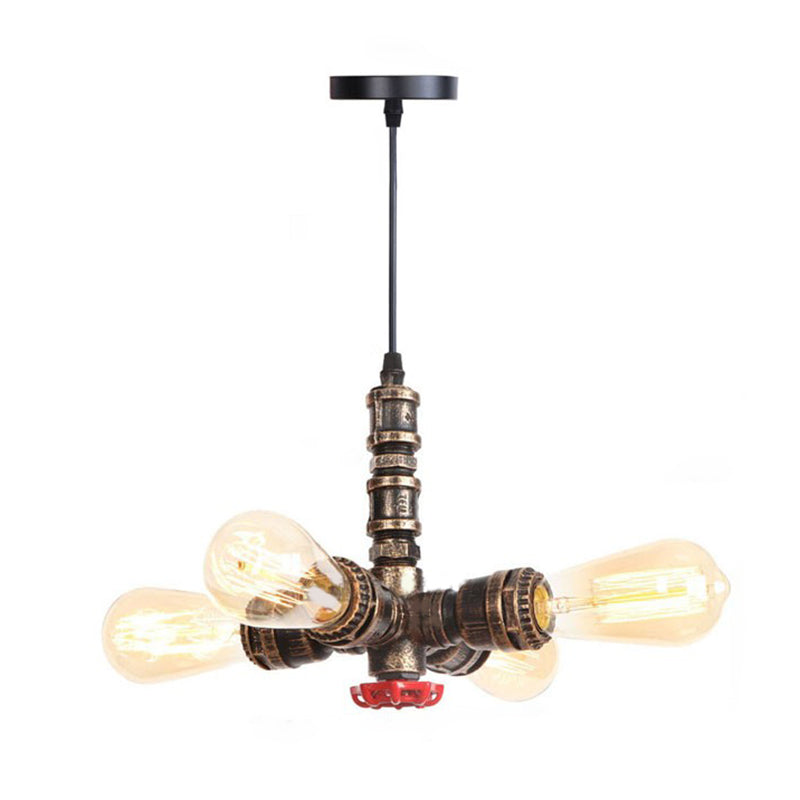 Metal Chandelier Light Fixture Water Pipe Industrial Style Chandelier Pendant Light