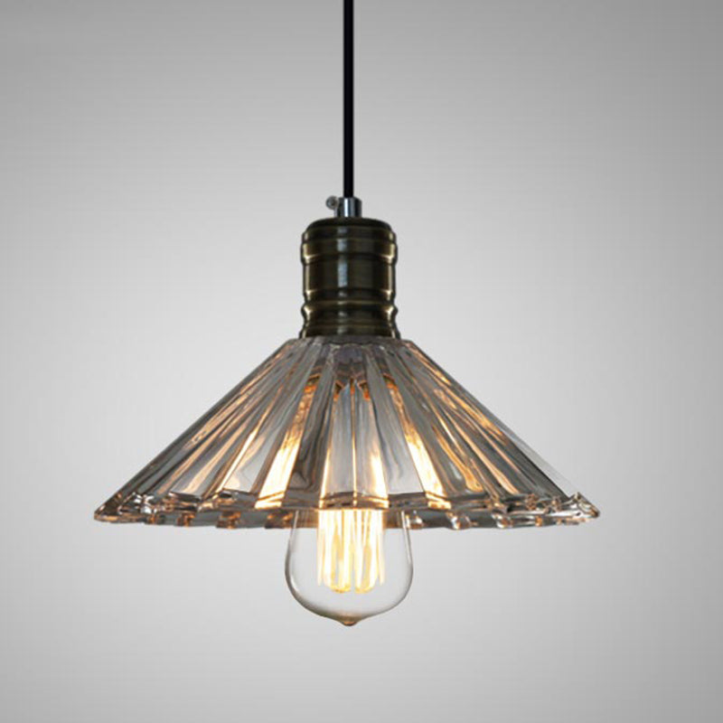 Glass Industrial Loft Pendant Light 1-Light Hanging Ceiling Light for Dining Room