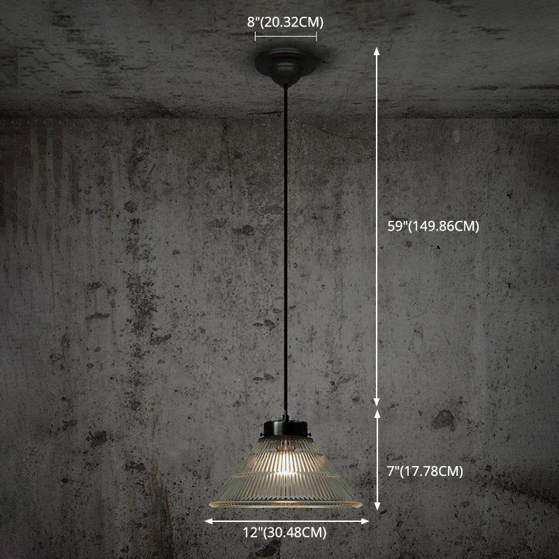 Luce a sospensione a soppalco industriale di vetro Luce sospesa a 1 luce per sala da pranzo