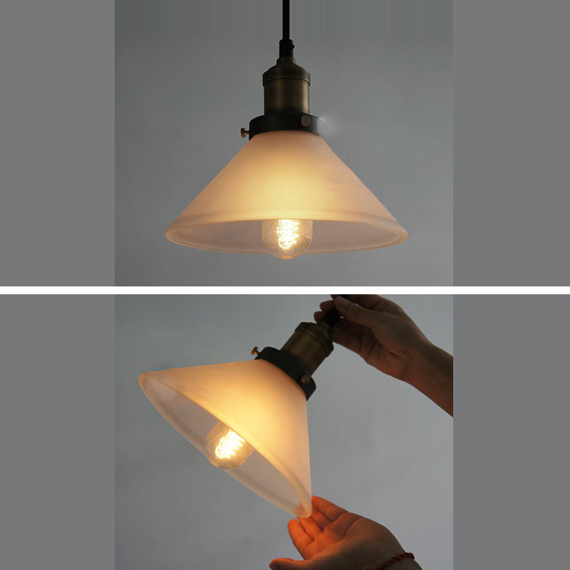 Glass Industrial Loft Pendant Light 1-Light Hanging Ceiling Light for Dining Room