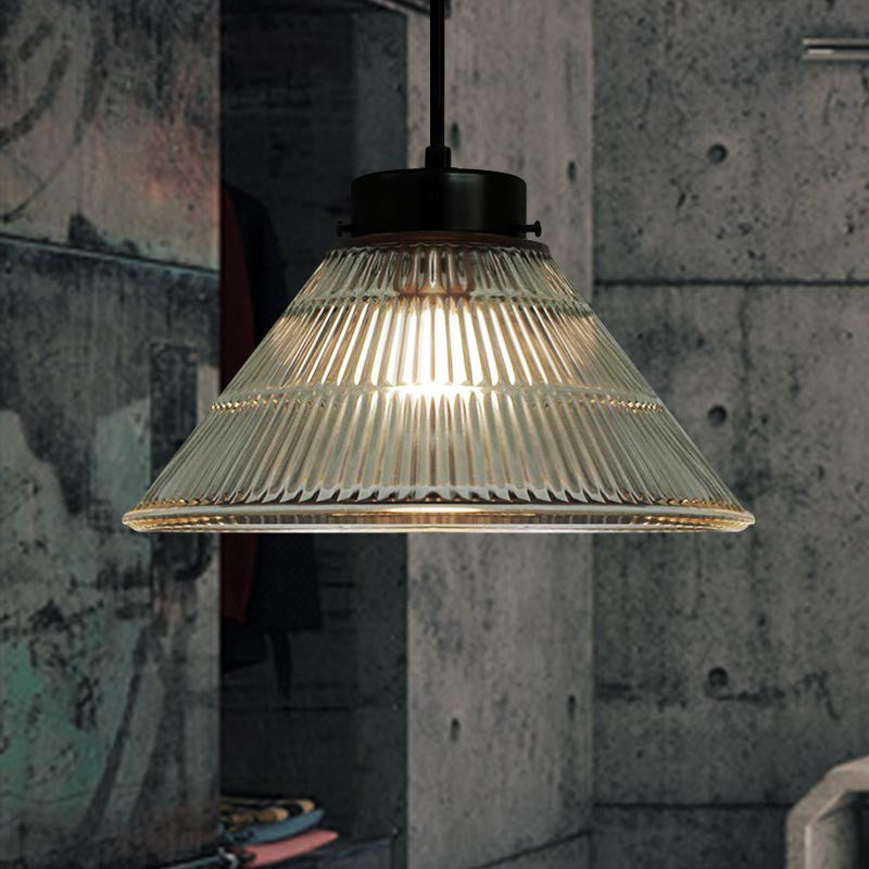 Glass Industrial Loft Pendant Light 1-Light Hanging Ceiling Light for Dining Room