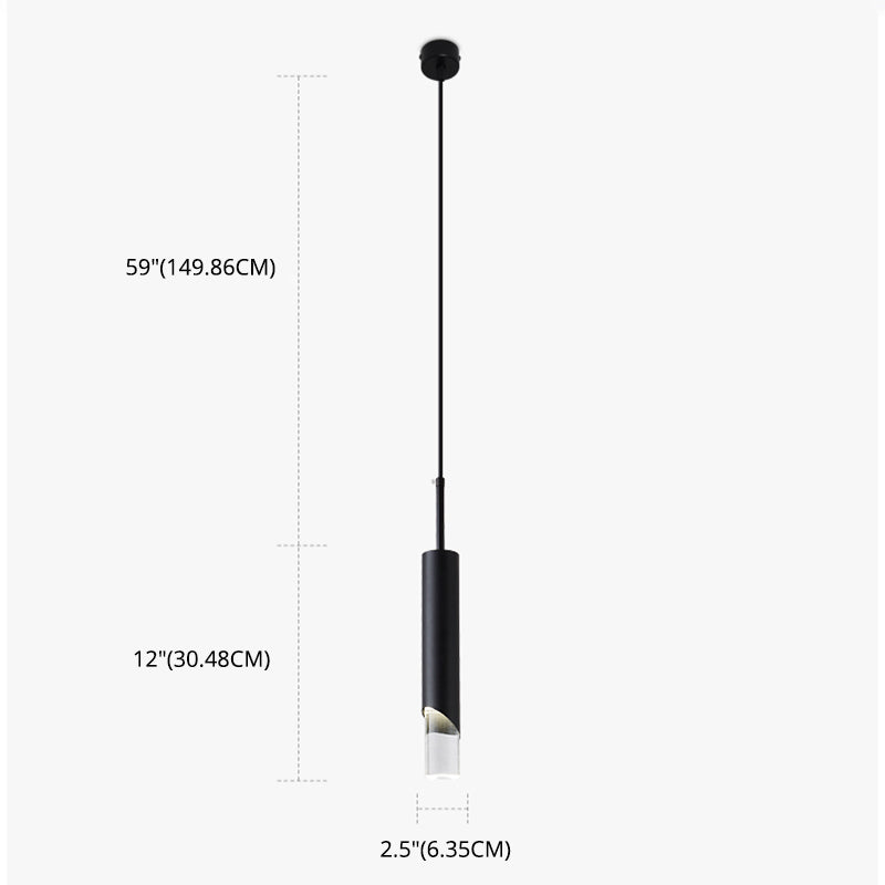 Pendre à LED cylindrique en aluminium dans la lampe suspendue acrylique à style concis moderne pour espaces intérieurs