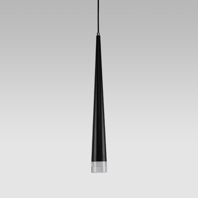 Pendante à LED Conical Crystal en Aluminium de style luxueux moderne Lumière suspendue intérieure en noir