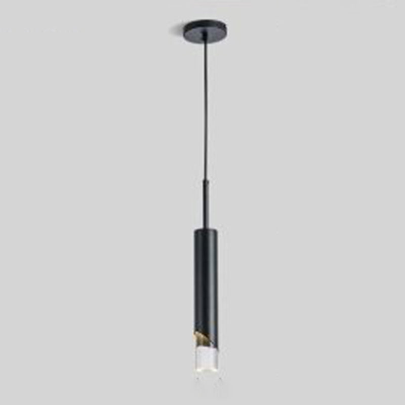 LED cylindrique 1-Light Light Light in Modern Luxury Style Prendant Fon Pendant avec une teinte acrylique claire