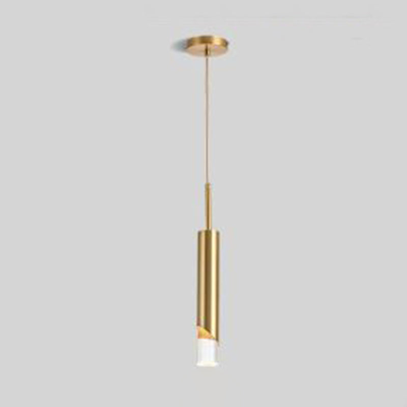 LED cylindrique 1-Light Light Light in Modern Luxury Style Prendant Fon Pendant avec une teinte acrylique claire