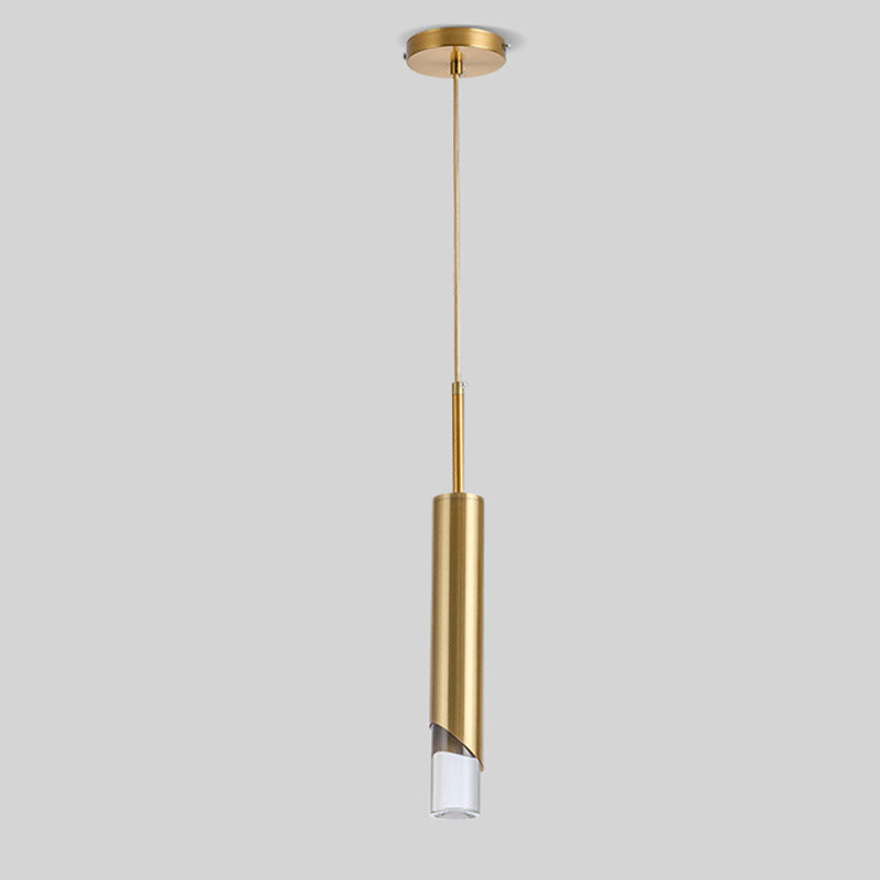 LED cylindrique 1-Light Light Light in Modern Luxury Style Prendant Fon Pendant avec une teinte acrylique claire