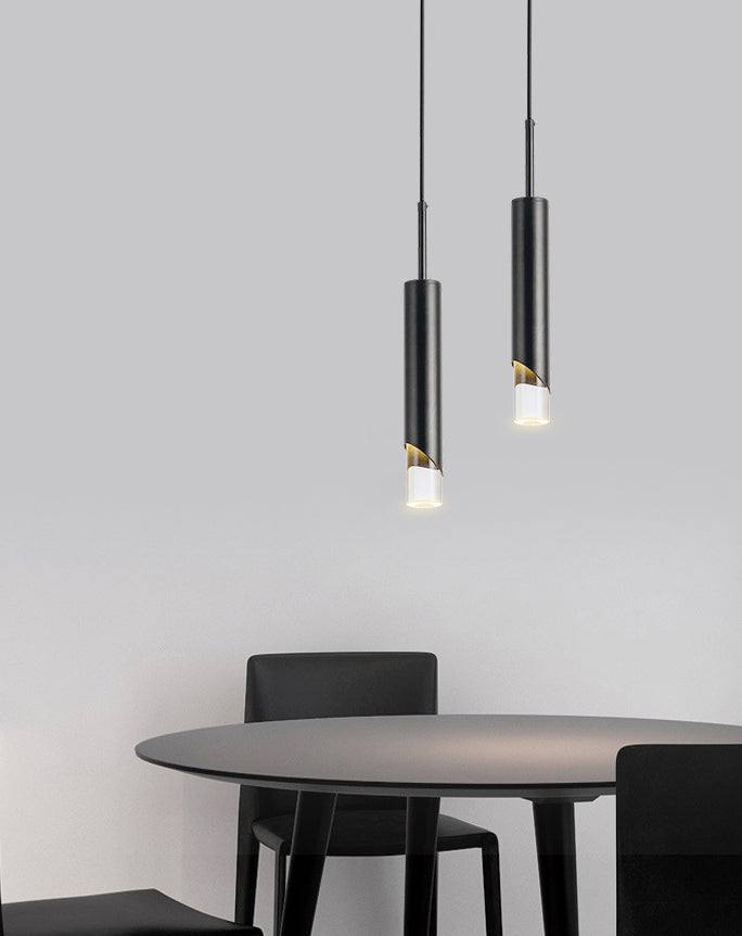 LED cylindrique 1-Light Light Light in Modern Luxury Style Prendant Fon Pendant avec une teinte acrylique claire