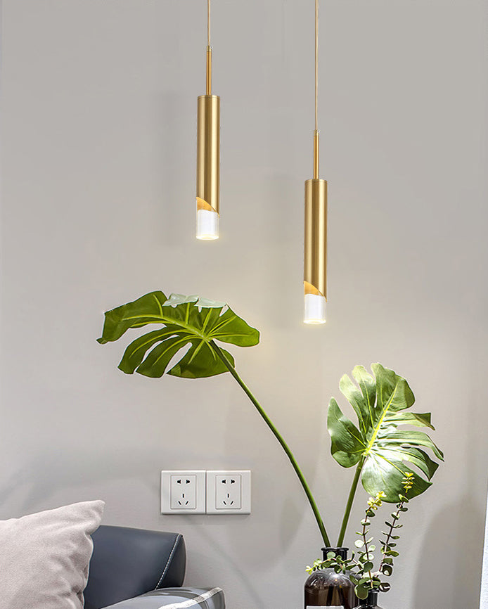 LED cylindrique 1-Light Light Light in Modern Luxury Style Prendant Fon Pendant avec une teinte acrylique claire